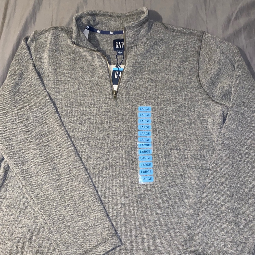 GAP Gray Half-Zip Pullover Large Longsleeve